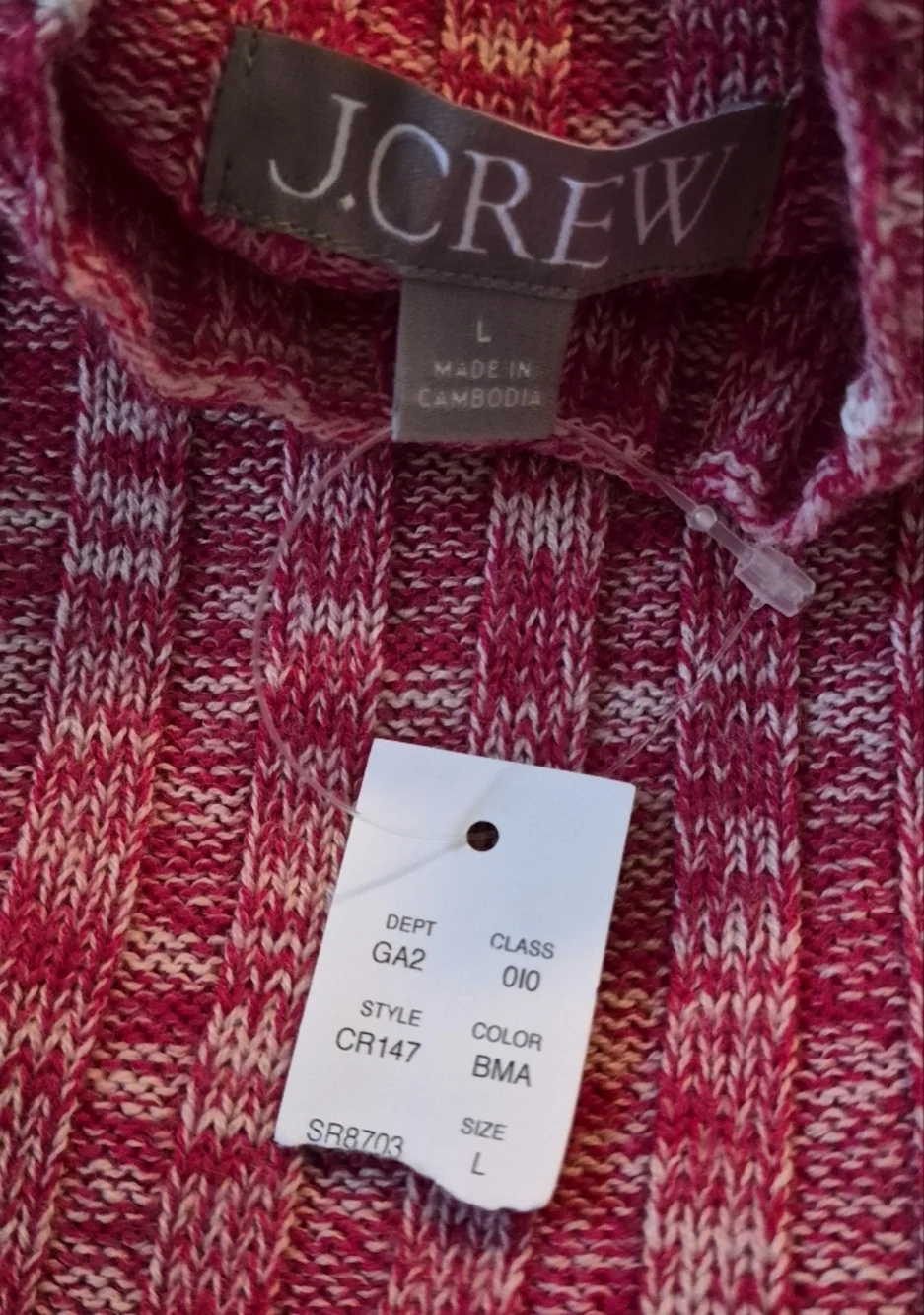 Nwt J.CREW wide-rib mockneck sweater in marled Red 100% merino wool Size Large